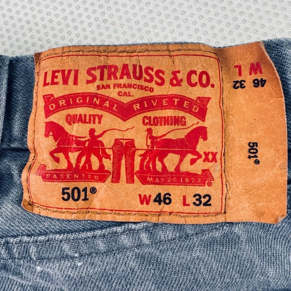 Levi's 501 Men's Jeans 46x32 Gray Button Fly Straight Leg Big‎ & Tall