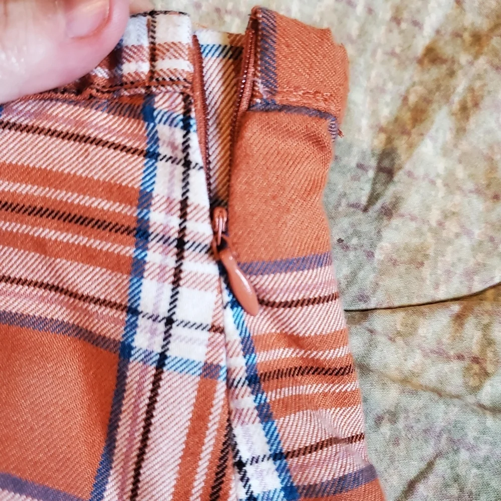 Wonder Nation Pleated Plaid Mini Skirt Orange Sz XXL (18) Preppy Schoolgirl Y2K