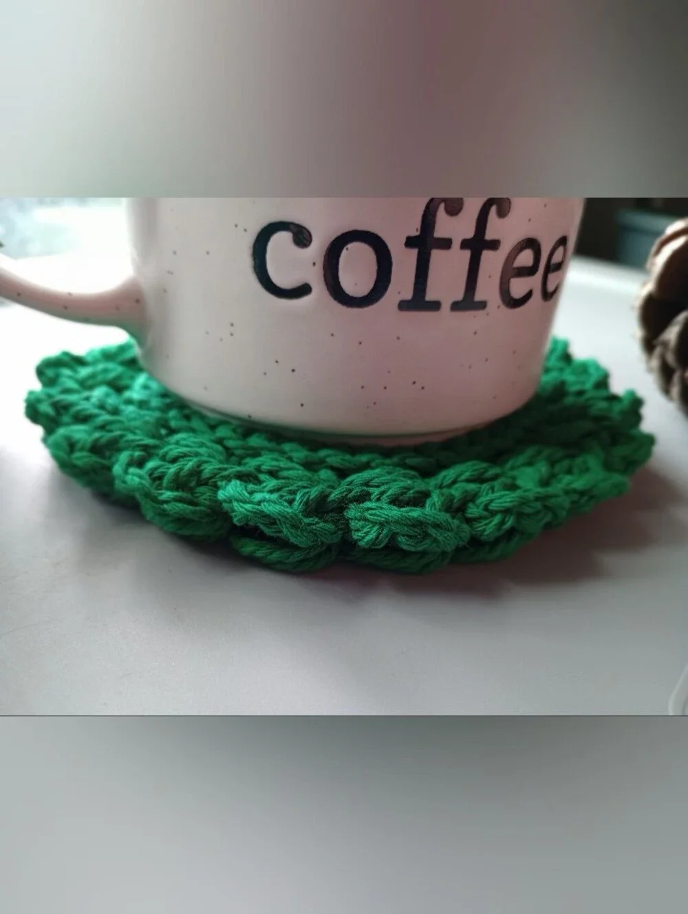 Handmade Kelly Green Crochet Coasters - Set of 2 NEW